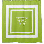 Rideaux De Douche Monogramme encadré blanc vert citron (Devant)
