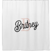 Rideaux De Douche Monogramme et nom personnalisé moderne Pastel Pink (Devant)