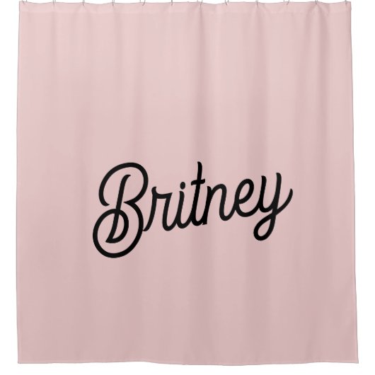Rideaux De Douche Monogramme et nom rose pâle moderne (Devant)