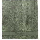 Rideaux De Douche Monogramme Feuilles Vertes de Forêt Rustique Nom d (Devant)
