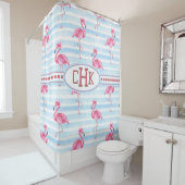 Rideaux De Douche Monogramme Flamant Rose (En situation)