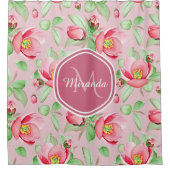 Rideaux De Douche Monogramme Fleur de Pommier Rose (Devant)