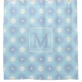 Rideaux De Douche Monogramme Fleurs Bleues Et Blanches (Devant)