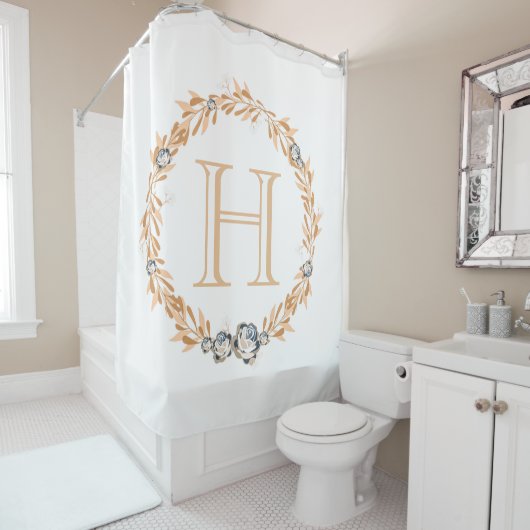 Rideaux De Douche Monogramme floral (En situation)
