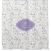 Rideaux De Douche Monogramme floral personnalisé violet (Devant)