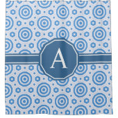 Rideaux De Douche Monogramme géométrique moderne simple bleu et blan (Devant)