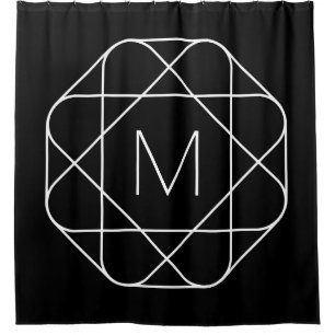 Rideaux De Douche Monogramme géométrique noir et blanc