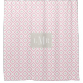Rideaux De Douche Monogramme géométrique rose pâle et beige (Devant)
