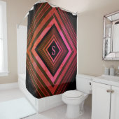 Rideaux De Douche Monogramme géométrique rose rustique Carré moderne (En situation)