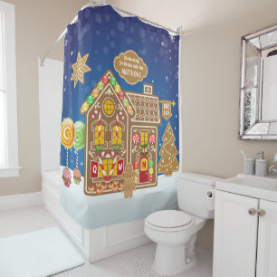 Rideaux De Douche Monogramme Gingerbread Maison Cookies de Noël Bon