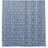 Rideaux De Douche Monogramme grec clé Navy et Blanc (Devant)