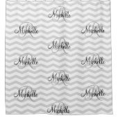 Rideaux de douche monogramme gris chevron (Devant)