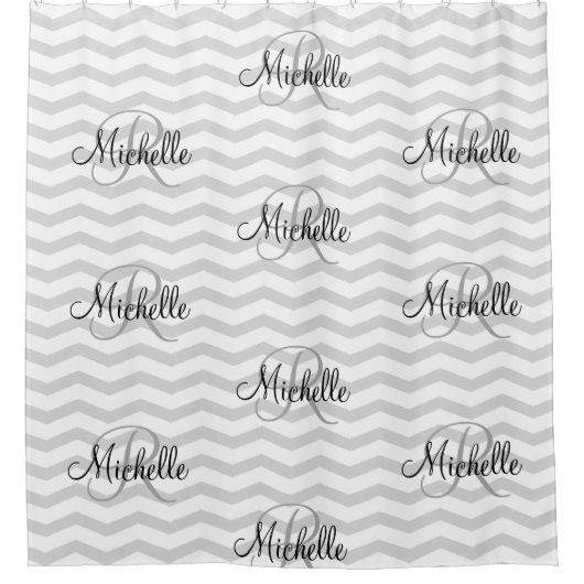 Rideaux de douche monogramme gris chevron (Devant)