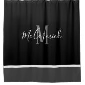 Rideaux De Douche Monogramme Gris Et Blanc Noir Moderne Nom (Devant)
