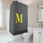 Rideaux De Douche Monogramme gris foncé gris jaune gris initial Déco (En situation)