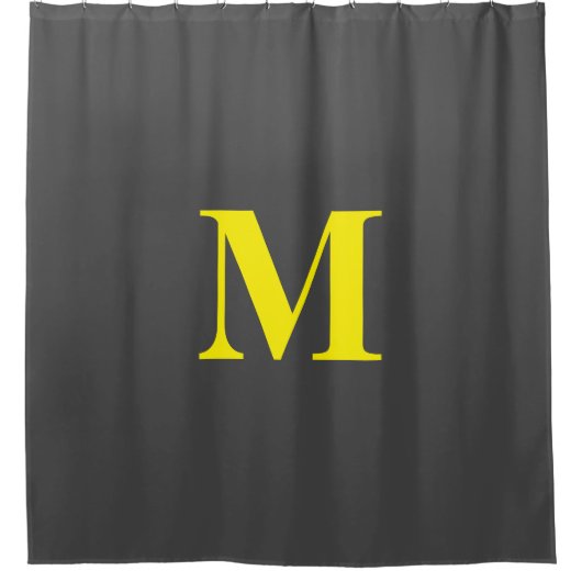 Rideaux De Douche Monogramme gris foncé gris jaune gris initial Déco (Devant)