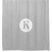 Rideaux De Douche Monogramme Gris Gris Blanc Minimal Élégant Simple (Devant)