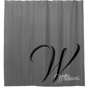 Rideaux De Douche Monogramme gris rayé