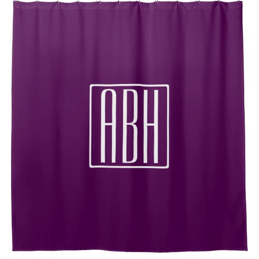 Rideaux De Douche Monogramme initial | Blanc Sur Violet Profond (Devant)