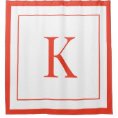 Rideaux De Douche monogramme initial moderne blanc et orange (Devant)