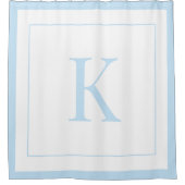 Rideaux De Douche monogramme initiale bleu ciel et blanc moderne (Devant)