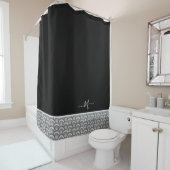 Rideaux De Douche Monogramme initiale élégant noir blanc Nautical  (En situation)