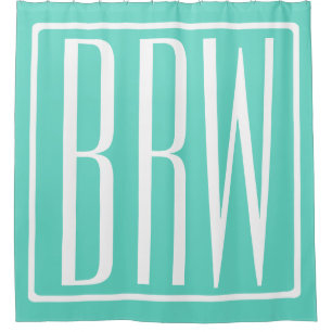 Rideaux De Douche Monogramme Initiales 3 Modernes Gras Blanc Sur A