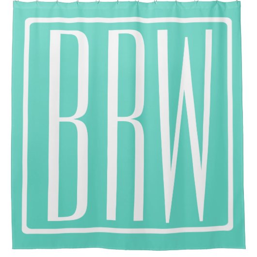 Rideaux De Douche Monogramme Initiales 3 Modernes Gras | Blanc Sur A (Devant)