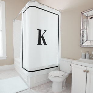 Rideaux De Douche Monogramme Initiales Nom personnalisé Noir blanc m