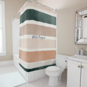 Rideaux De Douche Monogramme Main peinte terre rayé motif mignon (En situation)