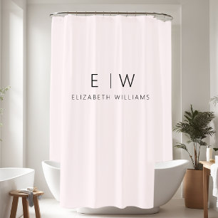 Rideaux De Douche Monogramme minimaliste moderne et élégant rose pâl
