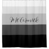 Rideaux De Douche Monogramme moderne chic noir gris blanc Script (Devant)