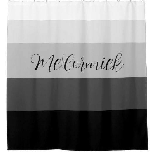 Rideaux De Douche Monogramme moderne chic noir gris blanc Script (Devant)