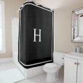 Rideaux De Douche Monogramme Moderne Élégant Noir (En situation)