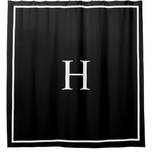 Rideaux De Douche Monogramme Moderne Élégant Noir (Devant)