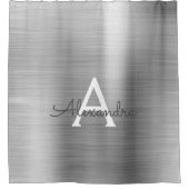 Rideaux De Douche Monogramme moderne en verre d'argent (Devant)