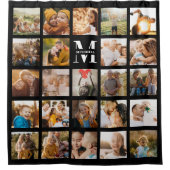 Rideaux De Douche Monogramme moderne Famille Photo Collage Chic Noir (Devant)