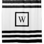 Rideaux De Douche Monogramme moderne Grandes Blances Noires (Devant)