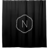 Rideaux De Douche Monogramme Moderne Noir Blanc Initial Octogone (Devant)