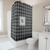 Rideaux De Douche Monogramme Moderne Noir Et Blanc (En situation)