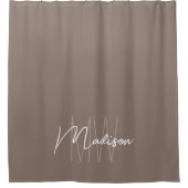 Rideaux De Douche Monogramme Moderne Nom Script Taupe (Devant)