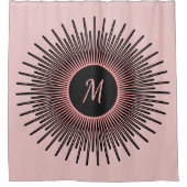 Rideaux De Douche Monogramme moderne rose noir (Devant)