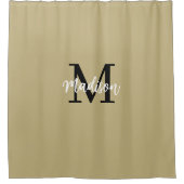 Rideaux De Douche Monogramme Moderne Tan Sand et Noir (Devant)