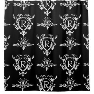 Rideaux De Douche Monogramme Motif Gothique Coeur Et Flèche