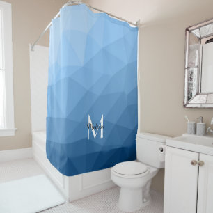Rideaux De Douche Monogramme motif noir classique en maille géométri