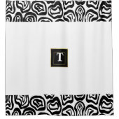 Rideaux De Douche Monogramme Noir Blanc brossé texture Douche Curtai (Devant)