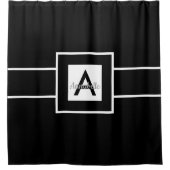 Rideaux De Douche Monogramme noir blanc personnalisé (Devant)