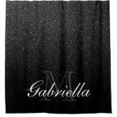 Rideaux De Douche Monogramme noir de parties scintillantes (Devant)
