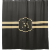 Rideaux De Douche Monogramme noir et d'or (Devant)