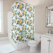 Rideaux De Douche Monogramme Nom Aquarelle Citron Orange (En situation)